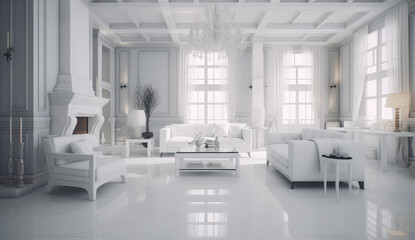 Fototapeta na wymiar a view into a whitefurnished modern living room