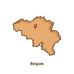 Hand Drawn Map of Belgium in Brown Color. Modern Simple Line Cartoon Design. Good Used for Infographics and Presentations - EPS 10 Vector