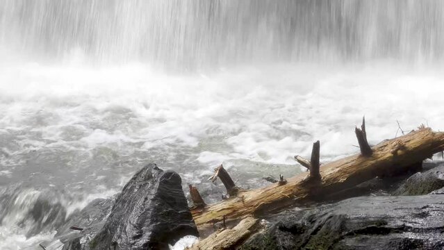 water hits pool below crabtree falls in nc, north carolina