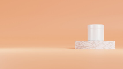 3d product display podium scene with the geometric platform. 3d cylinder stand podium. Commercial background. Geometric forms in modern minimal design. 3d rendering.