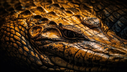 Fototapeta premium Abstract beauty in nature spotted reptile scales in tropical Africa generated by AI