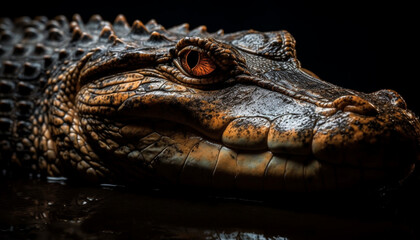 Obraz premium Furious alligator dangerous aggression in tropical Africa wet swamp generated by AI
