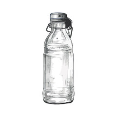 Transparent plastic bottle with purified water