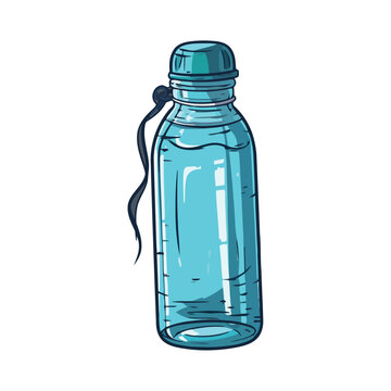 Transparent plastic bottle with blue liquid