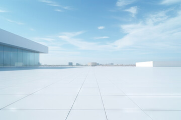 Obraz premium White minimal architecture building background empty wide space for mock up, concrete floor car park, cement garage design scene with copy space, with Generative Ai.