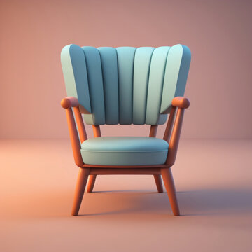 Blue armchair isolated on Warm Background