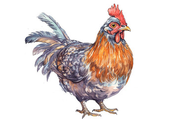 Chicken Hen Isolated Painting AI generated