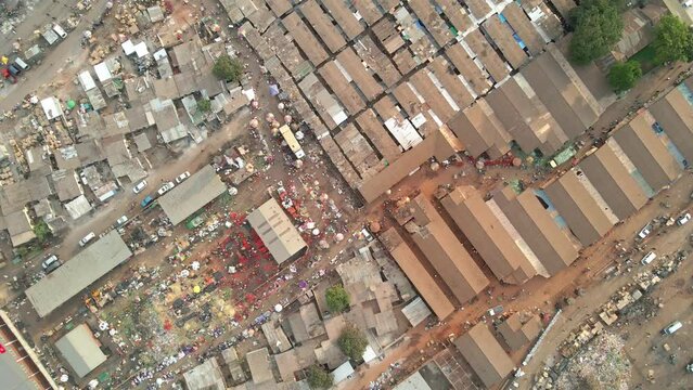 Overhead drone of busy Mbare Musika, Harare, Zimbabwe
