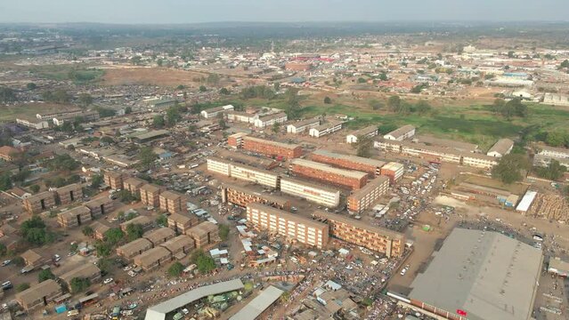 Drone slowly pulling down from Matapi Flats, Harare, Zimbabwe