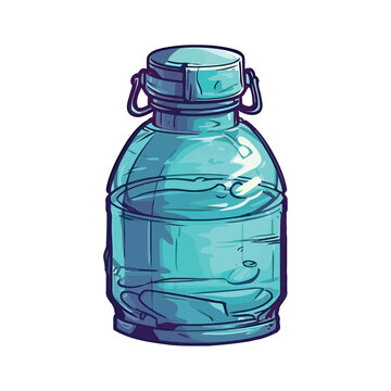 Transparent plastic bottle with water