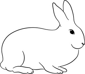 Cute Bunny Outline Illustration Vector