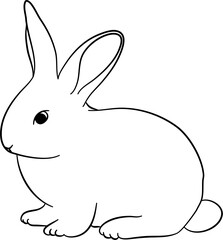Cute Bunny Outline Illustration Vector