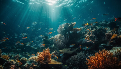 Fototapeta na wymiar Summer adventure diving into natural beauty of Red Sea reef generated by AI