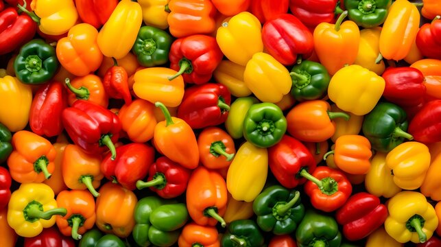 Assortment of colorful bell peppers