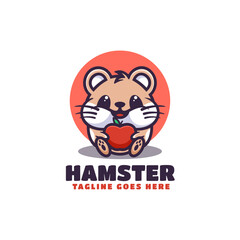 Vector Logo Illustration Hamster Mascot Cartoon Style.