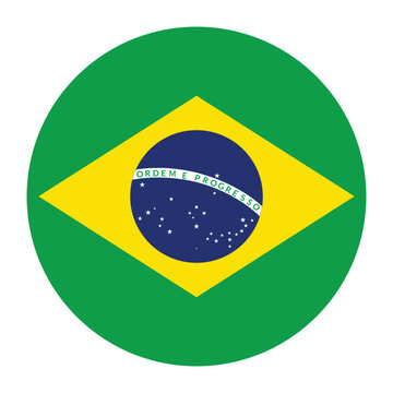 Flag of Brazil. Brazil flag in round circle shape. 