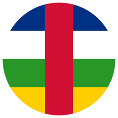 Flag of the Central African Republic  in round shape. Central African Republic flag in round shape