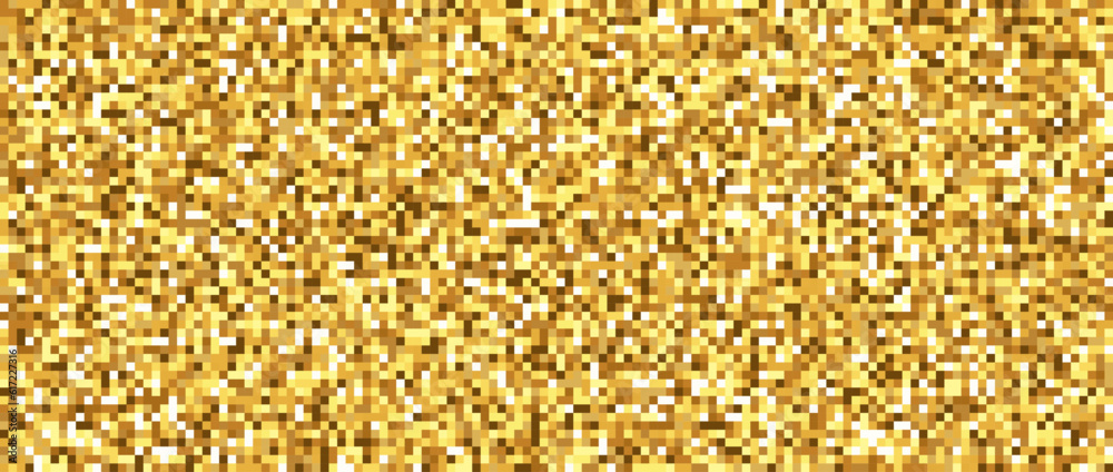 Poster seamless pixelated golden texture. yellow noise grain pattern. shining gold mosaic background. yello