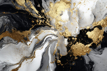 Golden Fluid Surrealism Luminous Textured Wallpaper in Black and White generative AI