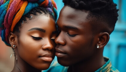 Obraz premium Embracing childhood love, two cute people bonding in friendship generated by AI