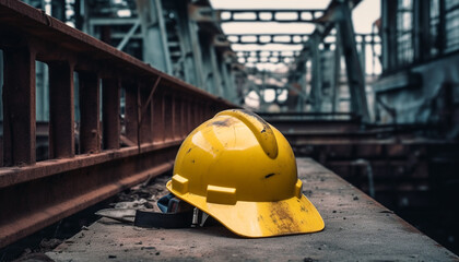 Men in protective workwear working with machinery in a factory generated by AI