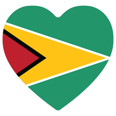 Guyana flag. Flag of Guyana in heart design shape. 