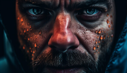 Fototapeta premium Spooky mystery drops on the bizarre night of fear and anger generated by AI