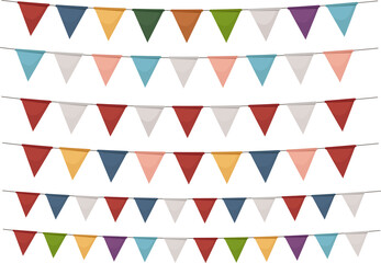 Vector illustration of various colorful triangular party celebration flags.