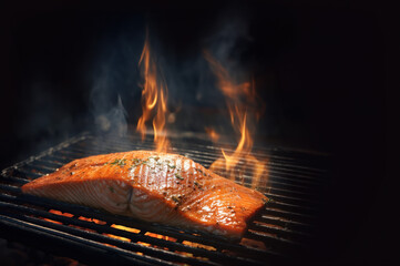 Salmon on the grill created with Generative AI technology