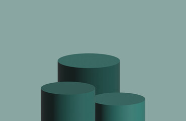 photo minimal podium for product display stand pedestal studio gray color background 3d rendering, Green