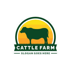 Cattle farm logo design vector illustration. Cow farm logo. Livestock logo vector