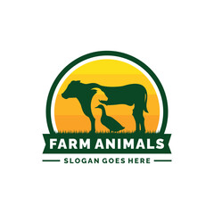 Farm animals logo design vector. Livestock logo vector