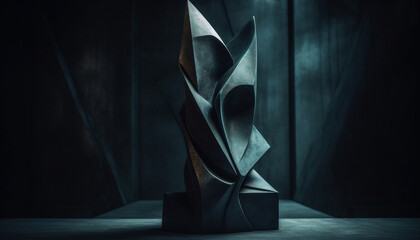 Abstract modern architecture design with futuristic metal shapes and patterns generated by AI