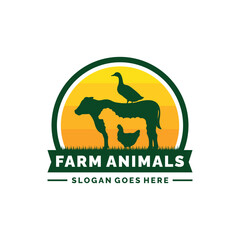 Farm animals logo design vector. Livestock logo vector