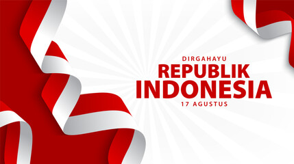 Indonesia's independence celebration, August 17th. Indonesia independence day with red and white ribbon decoration. Vector illustration