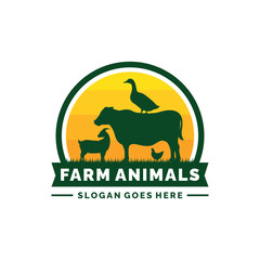 Farm animals logo design vector. Livestock logo vector