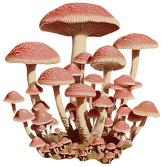 Mushroom isolated on transparent background, old botanical illustration