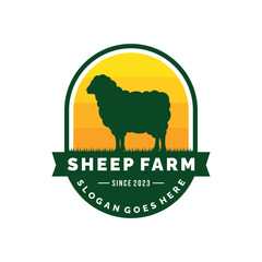 Sheep farm logo design vector. Livestock logo vector