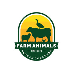 Farm animals logo design vector. Livestock logo vector