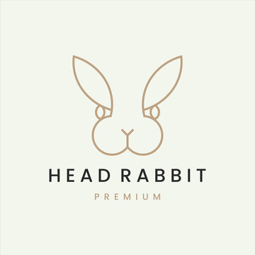 modern rabbit logo design line vector