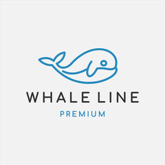 Obraz premium whale logo icon line art. Simple whale Logo in a line an outline flat design style Vector.