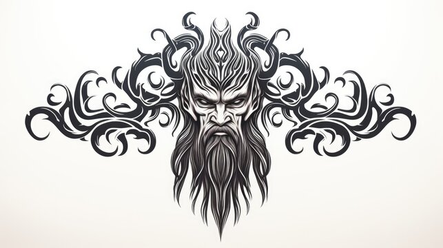 viking tattoo isolated on white background