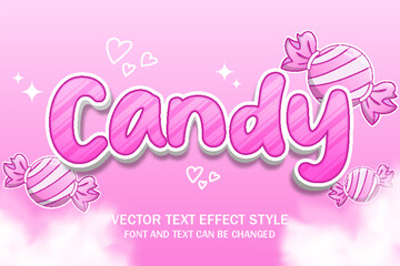 candy pink cute sweet food logo typography editable text effect cartoon style template background design