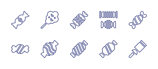Candy line icon set. Editable stroke. Vector illustration. Containing candy, cotton candy.