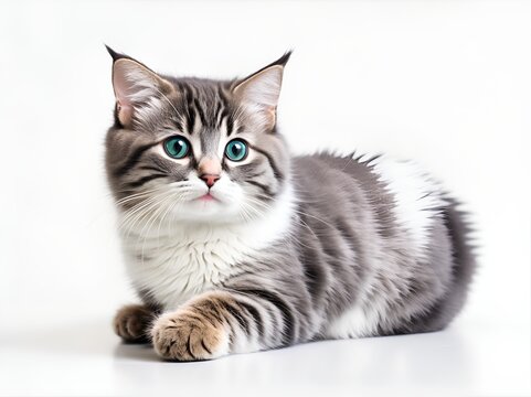 cute cat, kitten, white background, Generative AI illustrations
