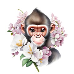 Obraz premium Chimpanzee-watercolor-clipart