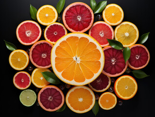 Citrus with red orange close up