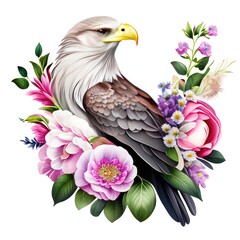 Fototapeta premium american eagle with flowers