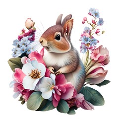 squirrel with  flowers