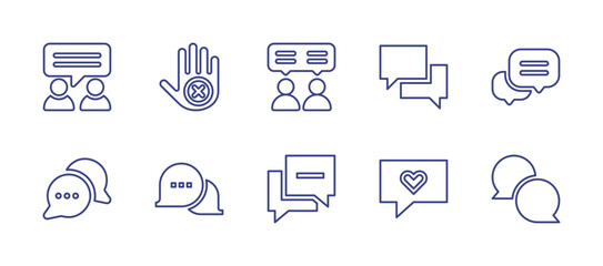 Conversation line icon set. Editable stroke. Vector illustration. Containing talking, say no, consultant, speech bubble, chat, chat box.